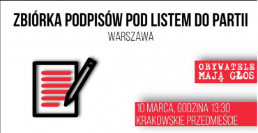 Zbieranie podpisów pod listem do partii Warszawa