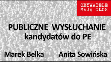 Wysłuchanie obywatelskie – Anita Sowińska i Marek Belka
